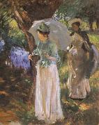 Two Girl with Parasols at Fladbury John Singer Sargent